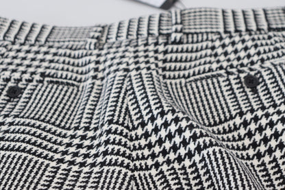 Elegant High Waist Plaid Midi Pants