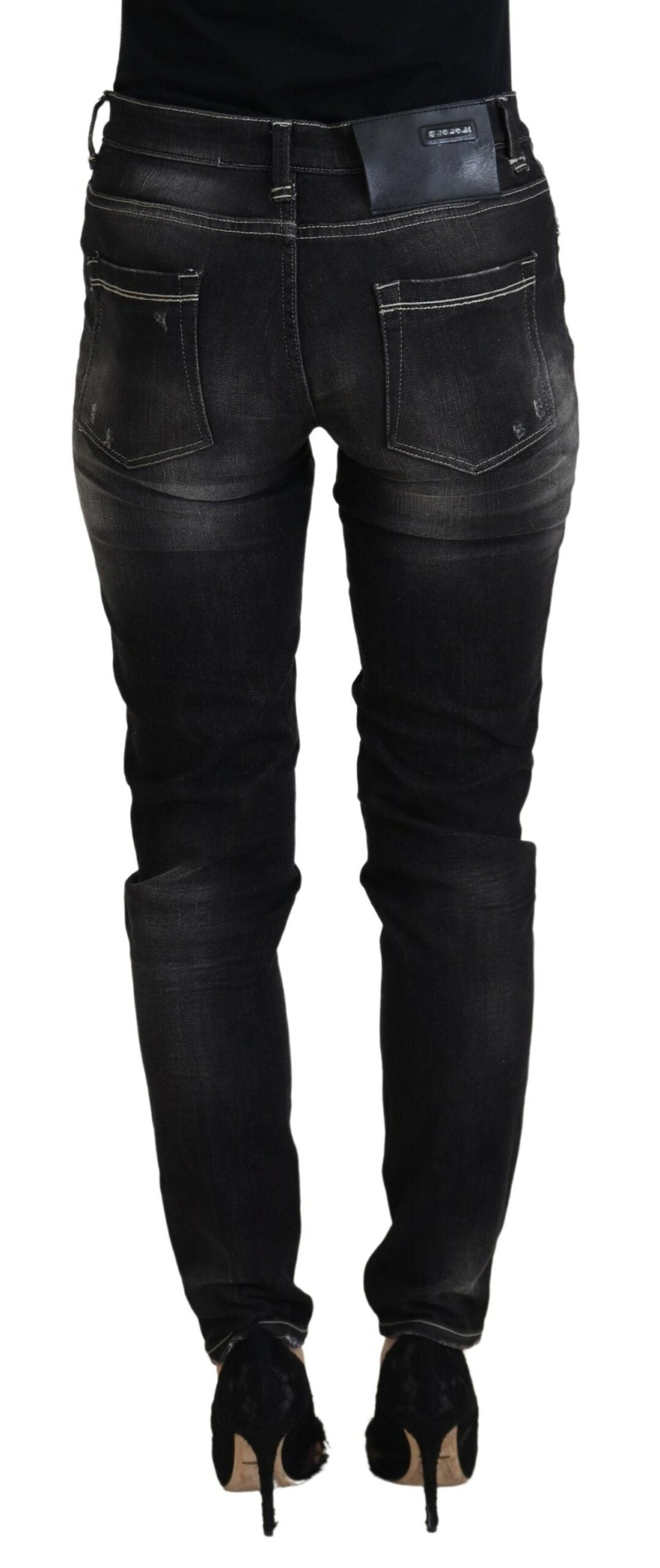 Elegante Tapered-Jeans in Schwarz mit mittlerer Taille