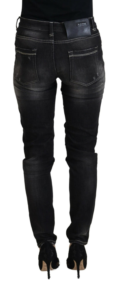 Elegante Tapered-Jeans in Schwarz mit mittlerer Taille