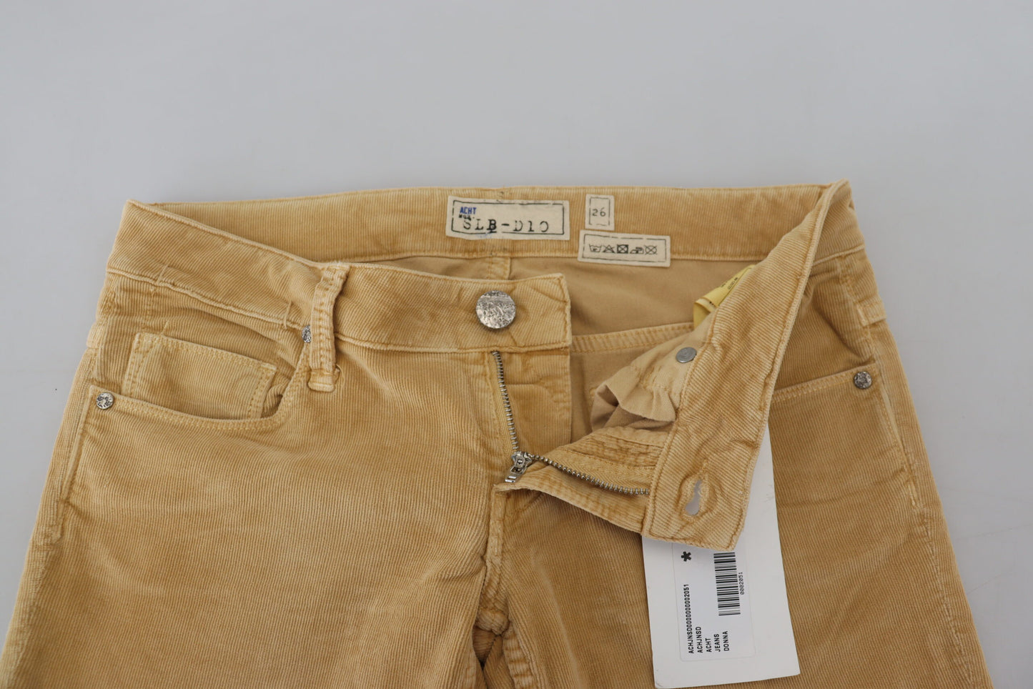 Schicke, braune Skinny Cordhose mit niedriger Taille