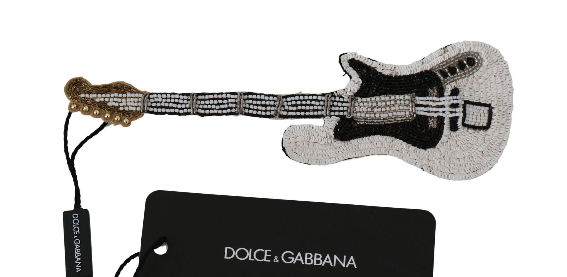 Goldfarbene Gitarrenbrosche mit Pailletten
