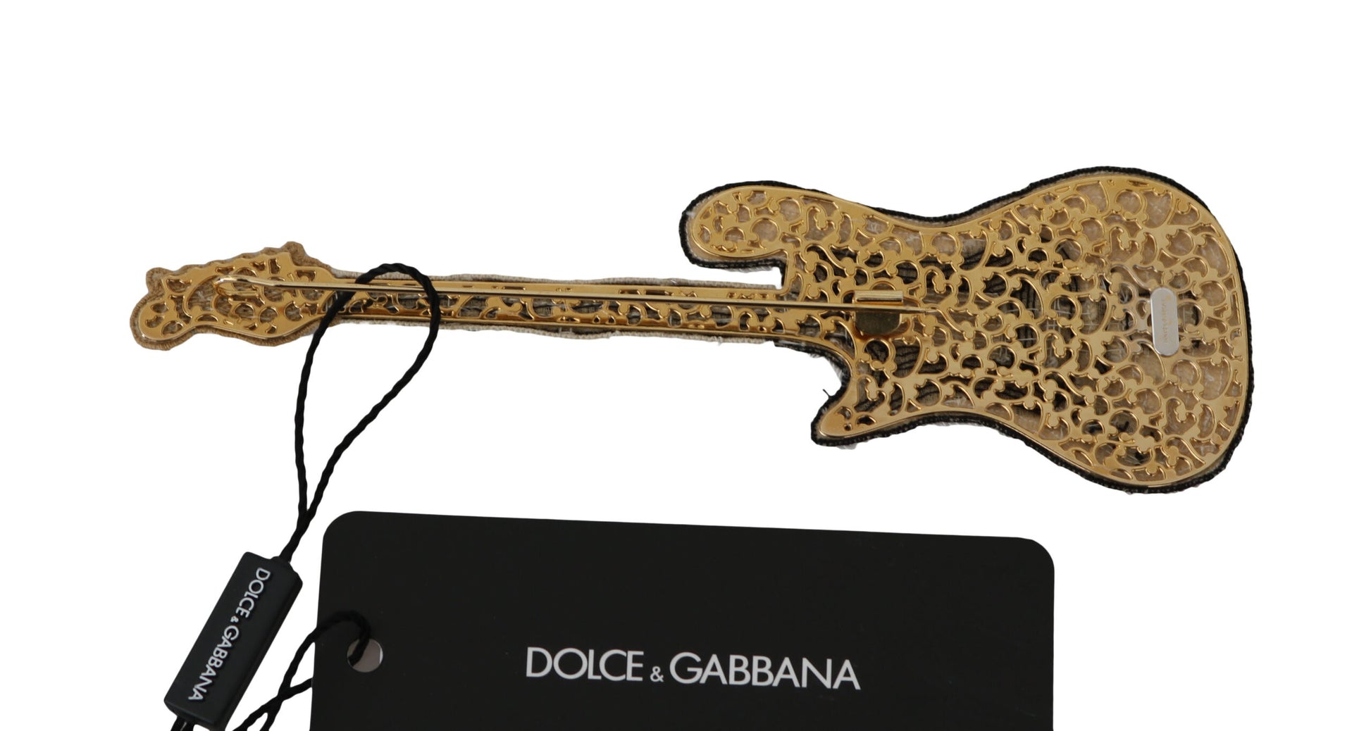 Goldfarbene Gitarrenbrosche mit Pailletten