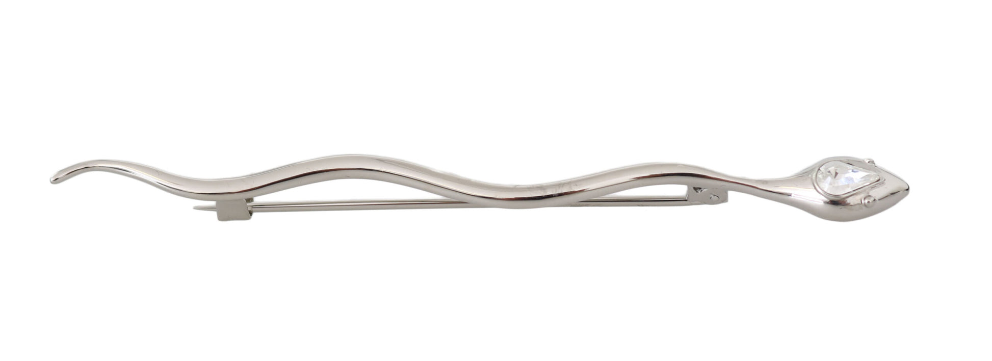 Elegante, mit Kristallen verzierte silberne Brosche