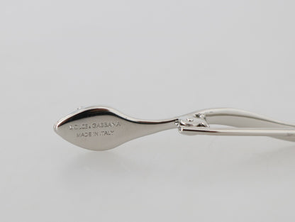Elegante, mit Kristallen verzierte silberne Brosche