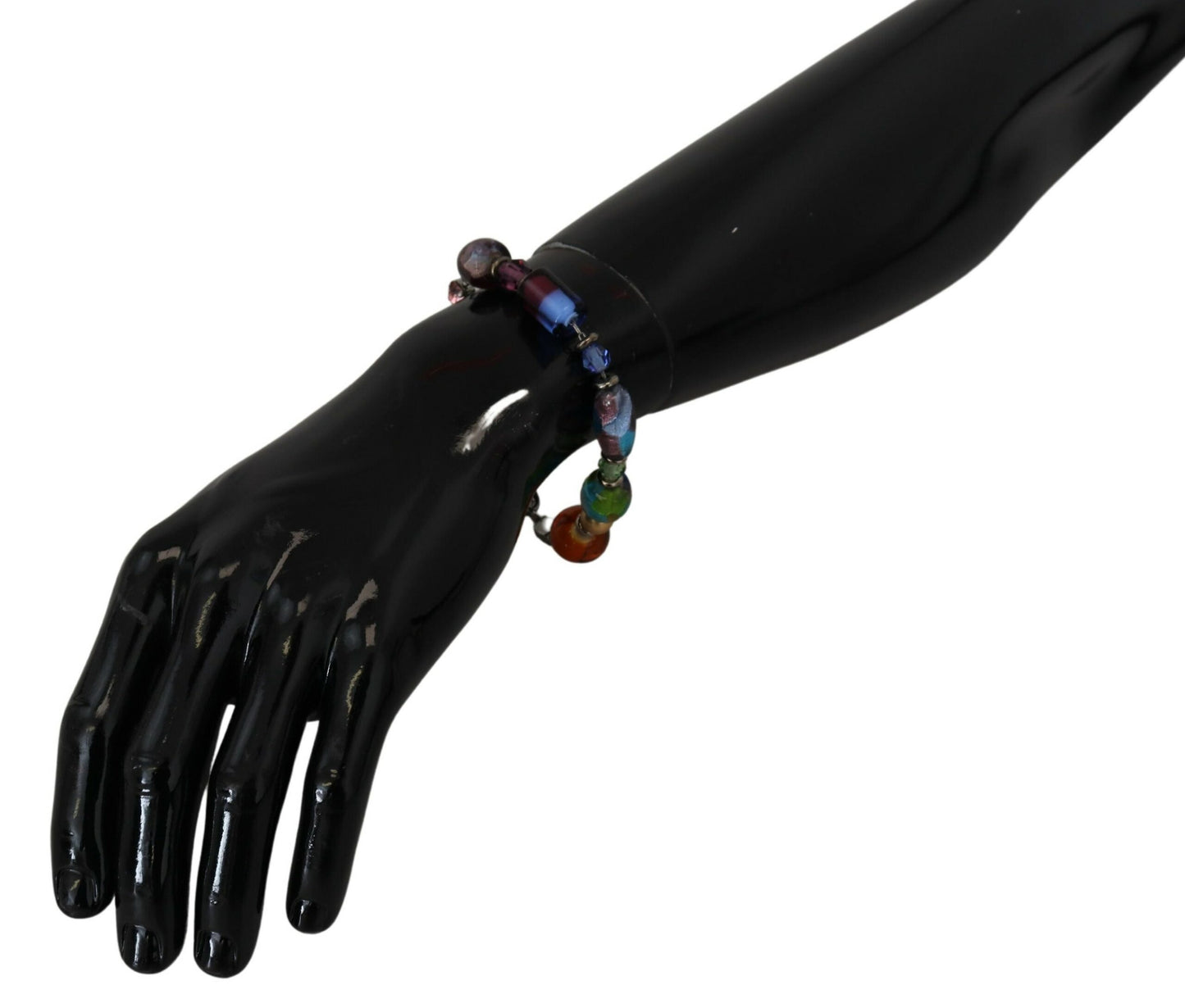 Mehrfarbiges Perlenarmband aus Silber