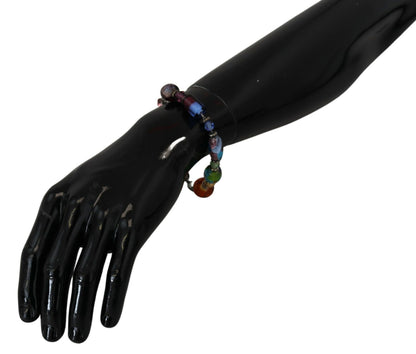 Mehrfarbiges Perlenarmband aus Silber