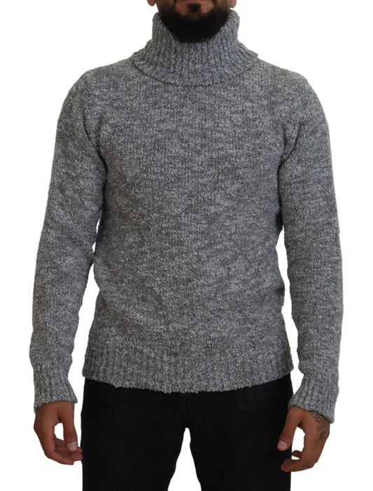 Elegant Gray Wool-Blend Turtleneck Sweater