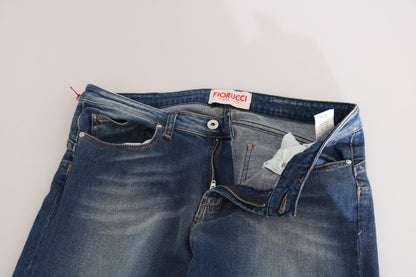Svelte Slim-Jeans mit mittelhohem Bund in Vintage-Blau