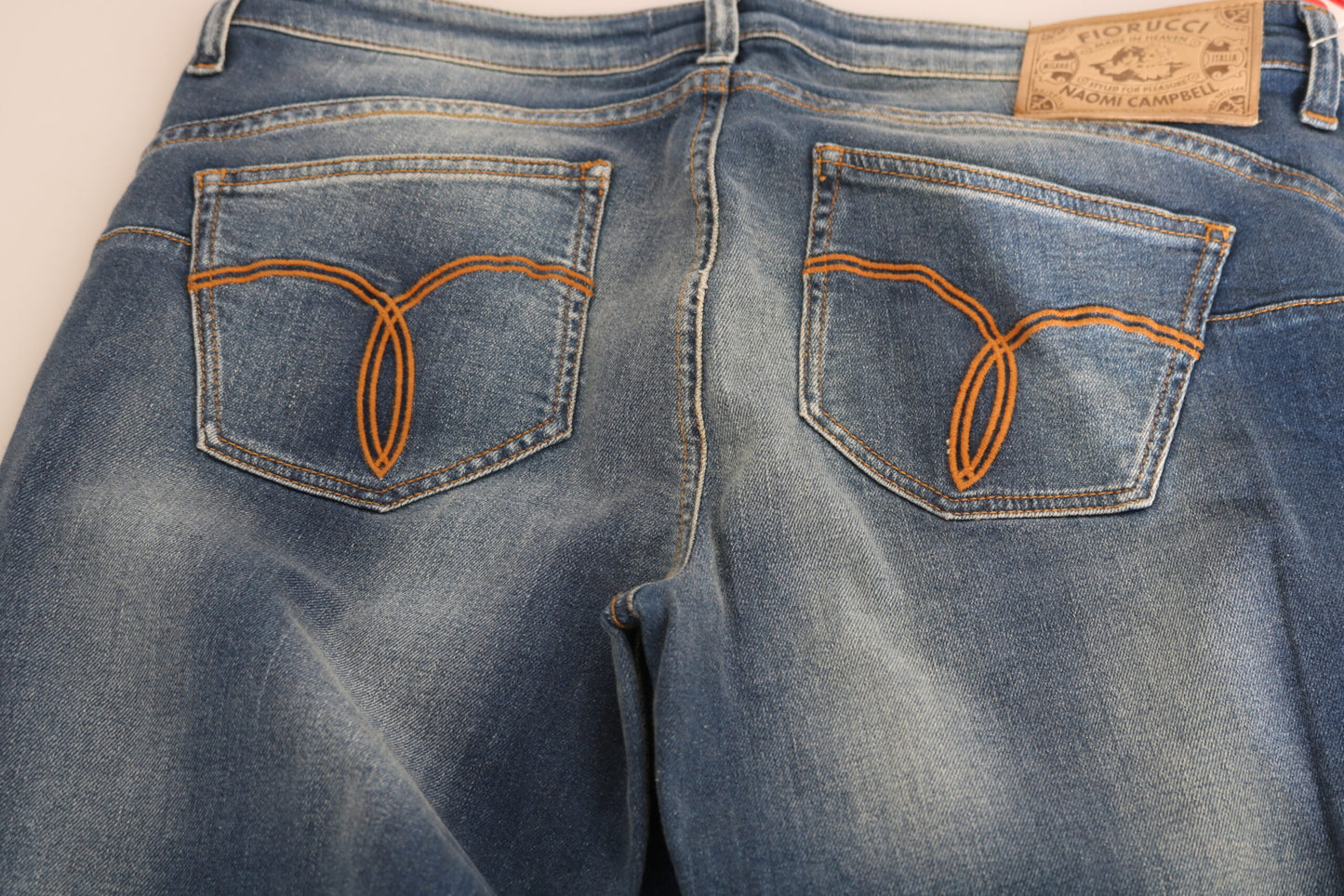Svelte Slim-Jeans mit mittelhohem Bund in Vintage-Blau