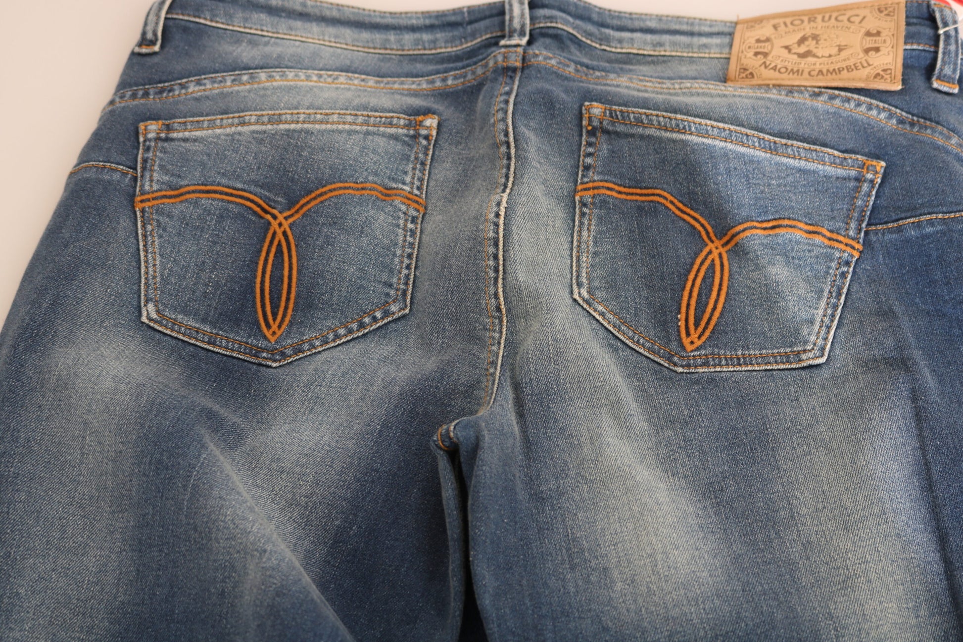 Svelte Slim-Jeans mit mittelhohem Bund in Vintage-Blau