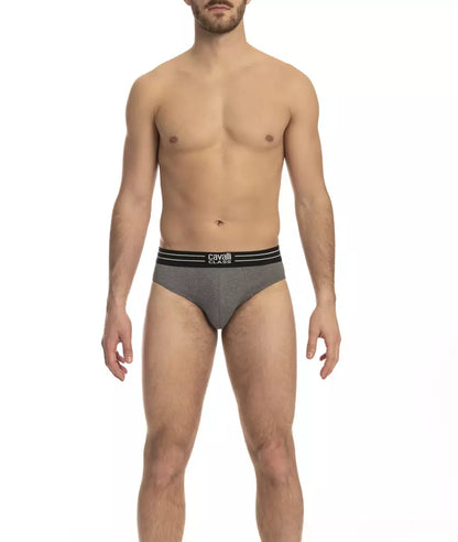 Gray Cotton Men Underwear Three-Pack