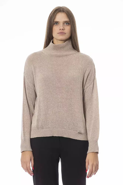 Beige Viscose Women Sweater