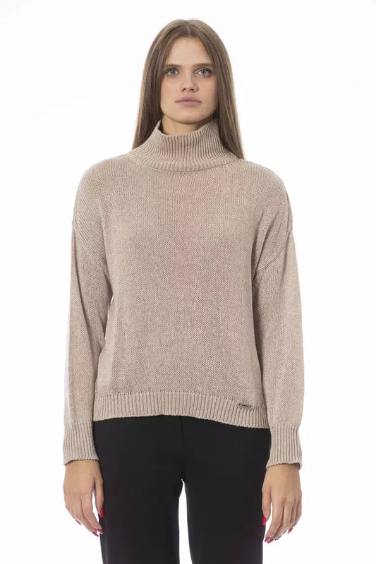 Beige Viscose Women Sweater