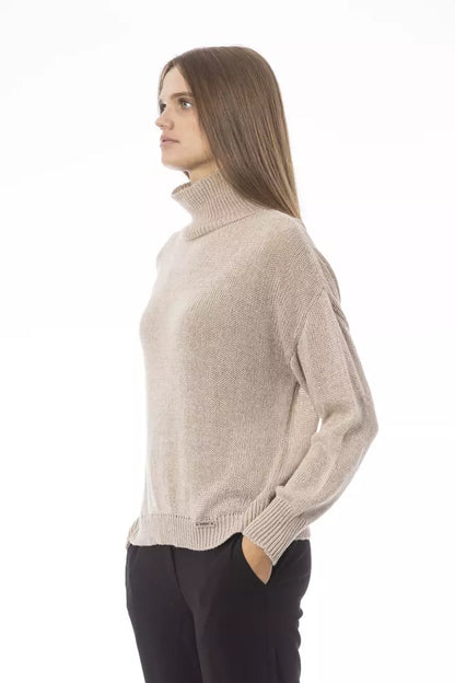 Beige Viscose Women Sweater