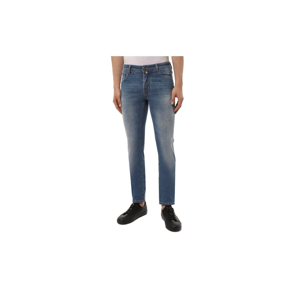 Light Blue Cotton Men Jeans with Stretch Fit