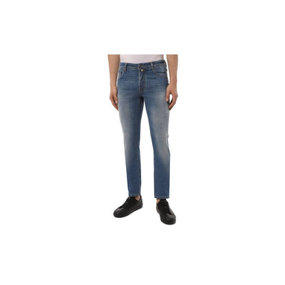 Light Blue Cotton Men Jeans with Stretch Fit