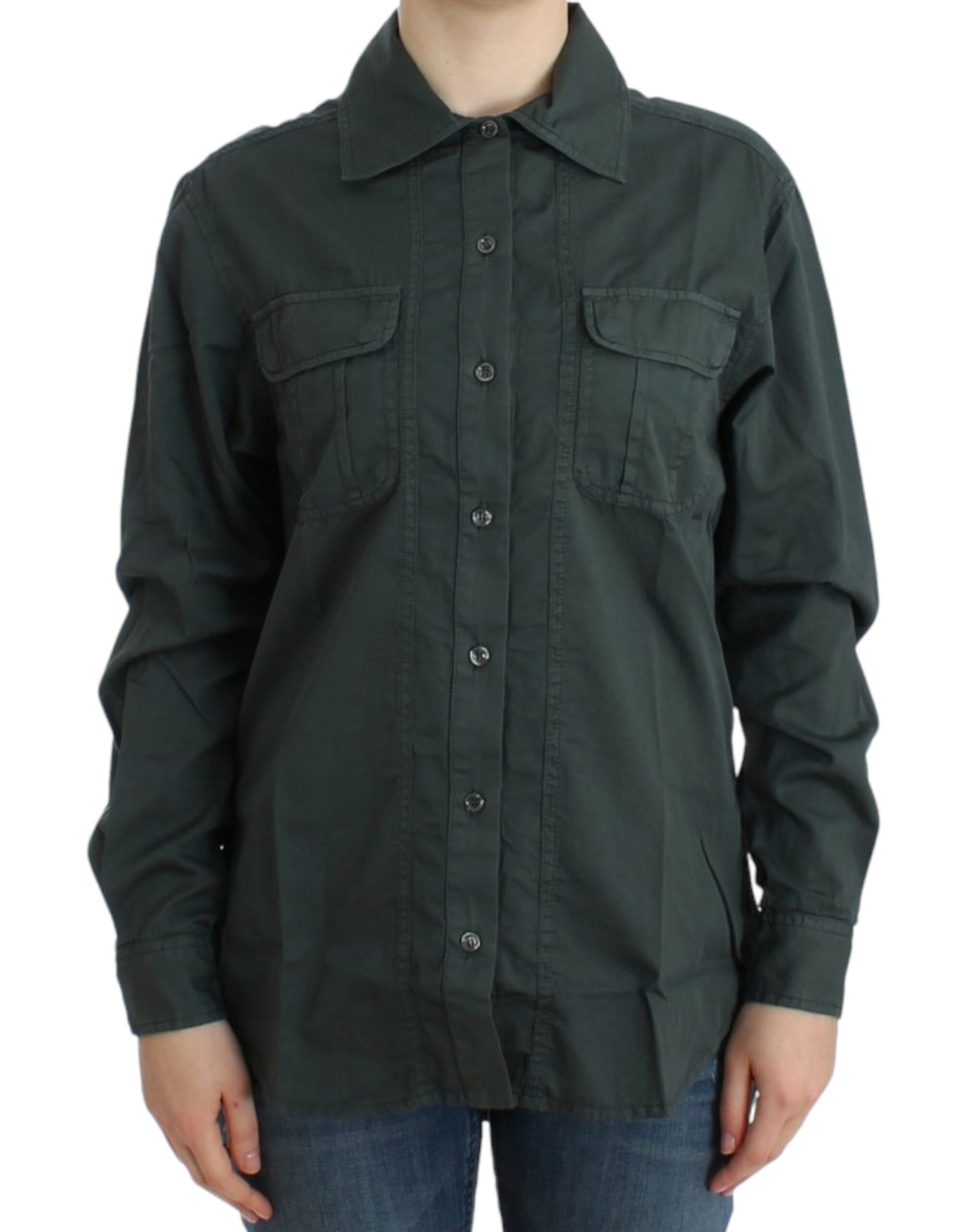 Elegantes Button-Down-Hemd aus Baumwolle in Grau