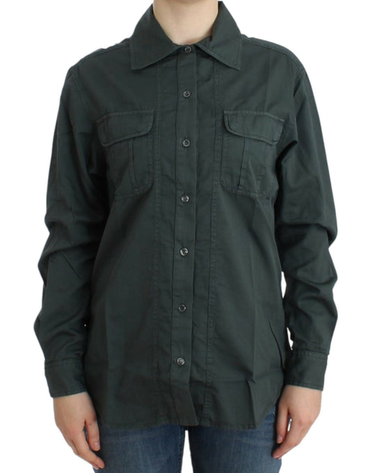 Elegantes Button-Down-Hemd aus Baumwolle in Grau