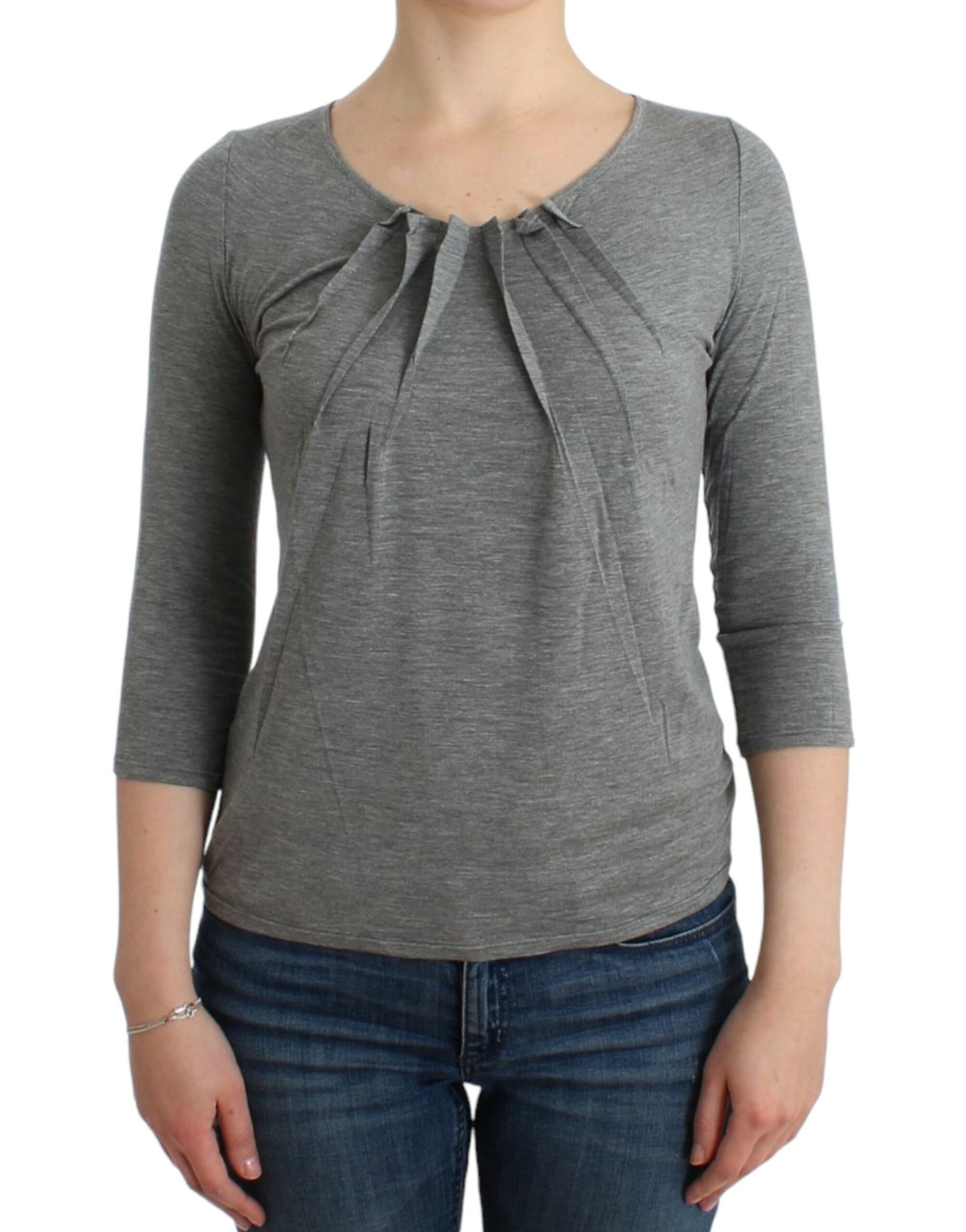 Eleganter grauer Pullover aus Kaschmirmischung