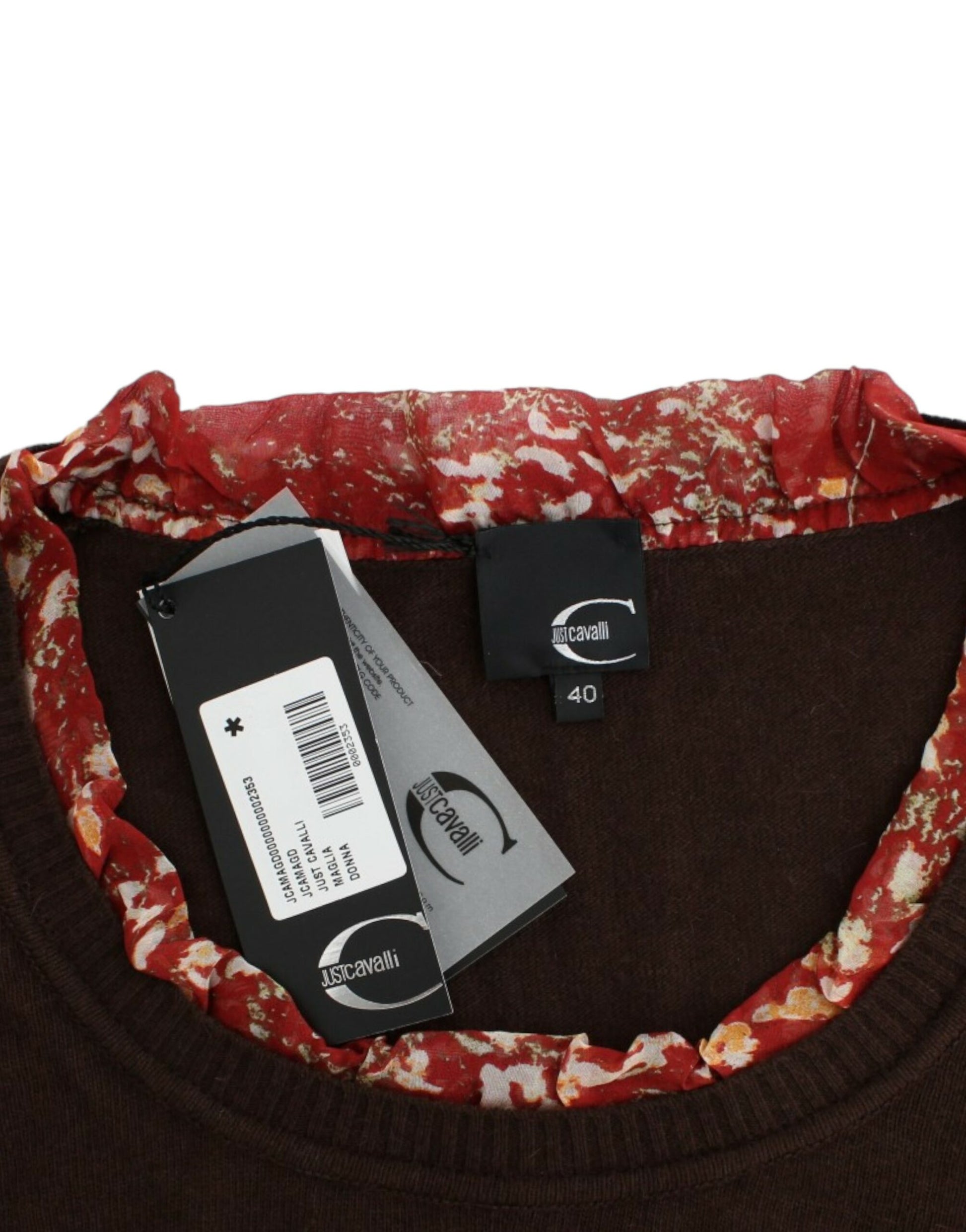 Schicker Rundhalspullover mit Seiden-Applikationen