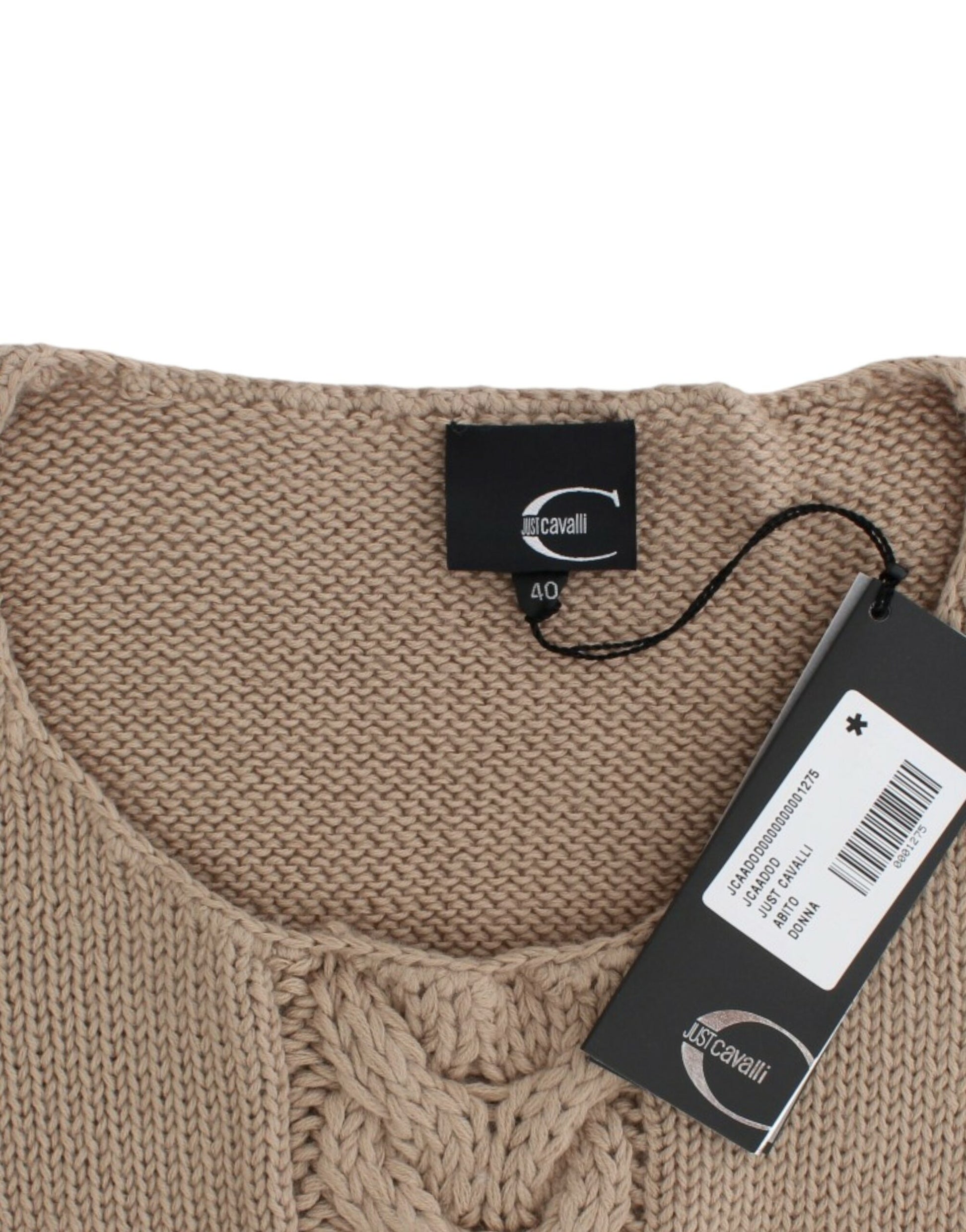 Eleganter, beiger Strickpullover mit Rundhalsausschnitt