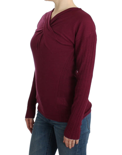 Eleganter lila Wollpullover mit Schlüsselloch