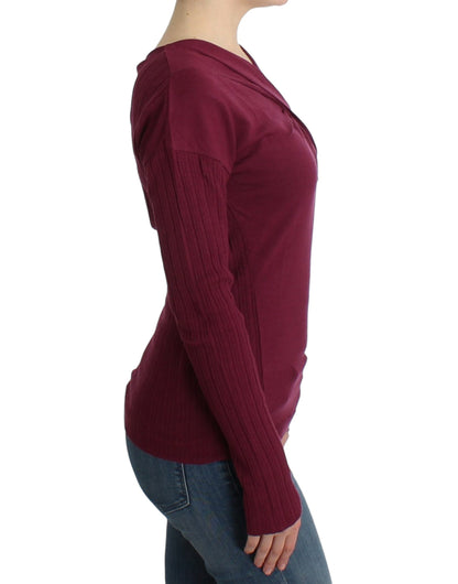 Eleganter lila Wollpullover mit Schlüsselloch