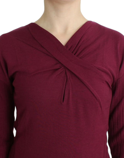 Eleganter lila Wollpullover mit Schlüsselloch