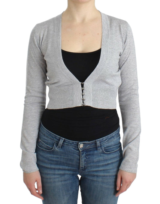Kurzer Cardigan aus Schurwolle in schickem Grau