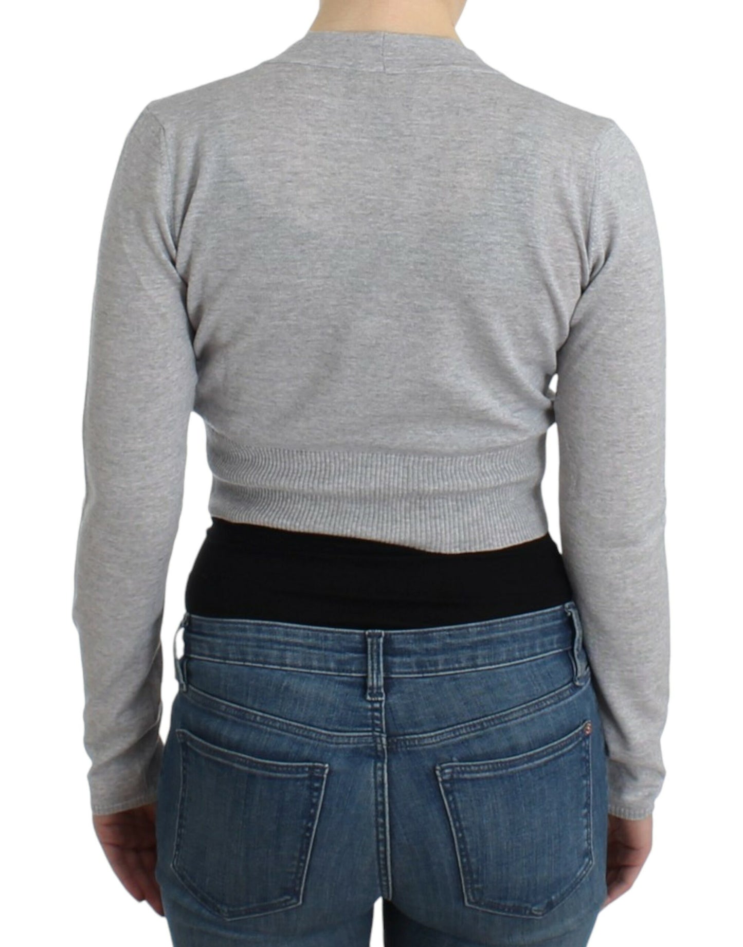 Kurzer Cardigan aus Schurwolle in schickem Grau