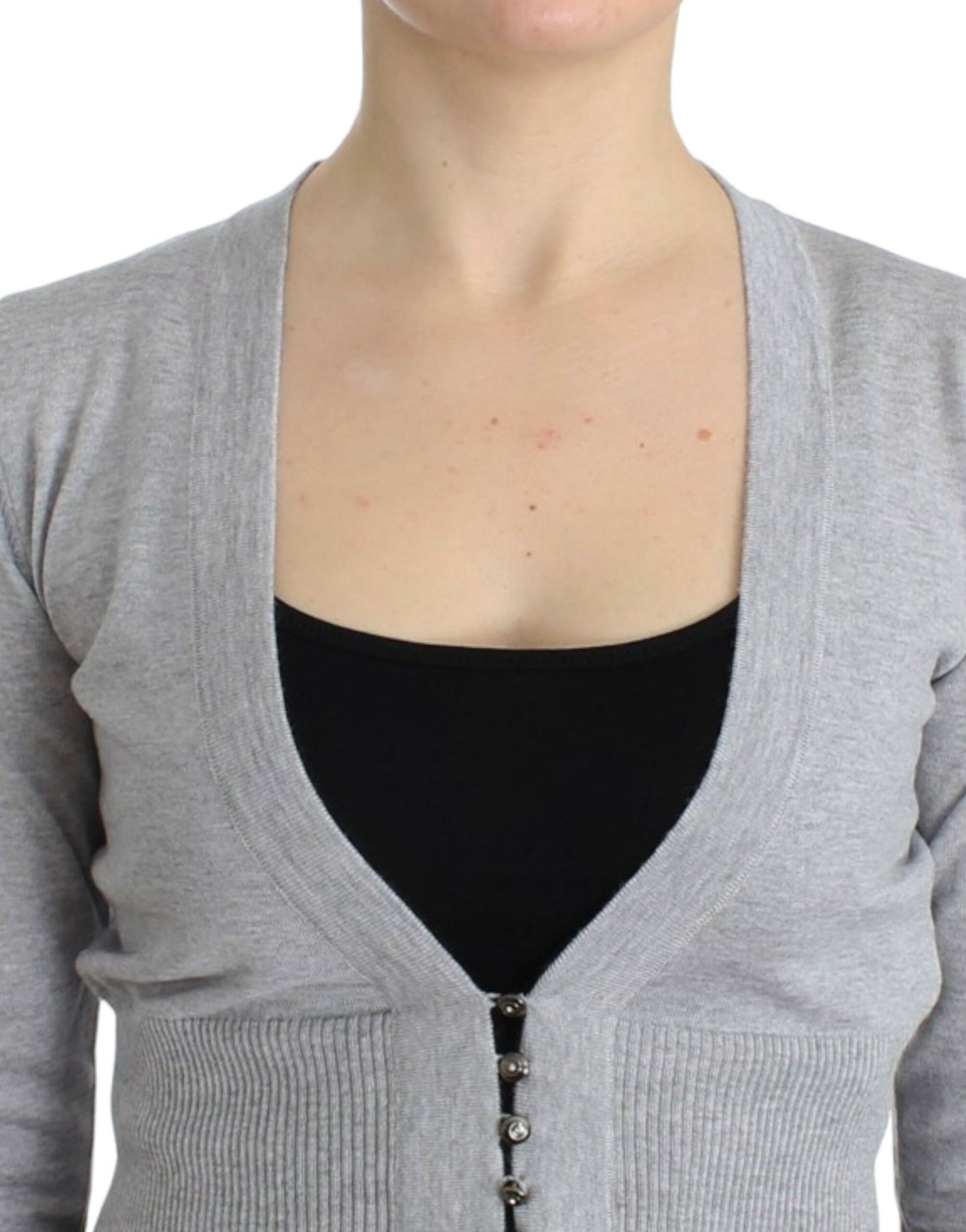 Kurzer Cardigan aus Schurwolle in schickem Grau