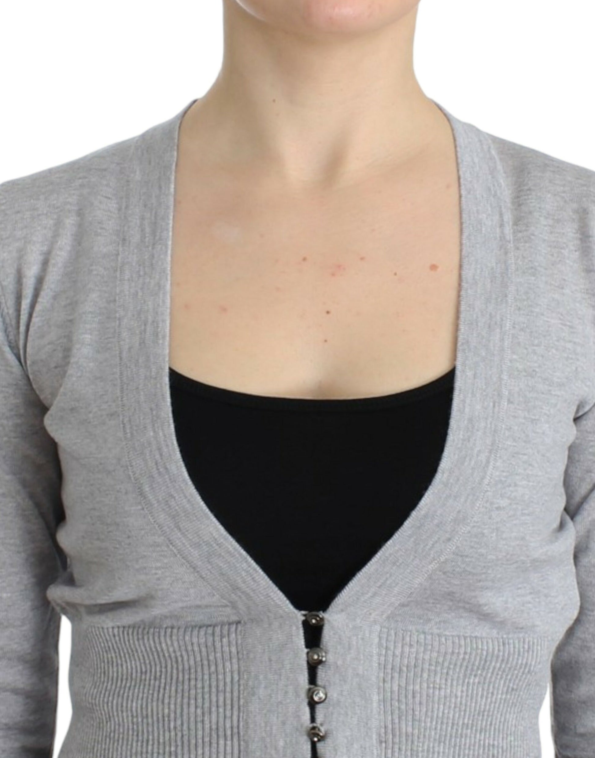 Kurzer Cardigan aus Schurwolle in schickem Grau