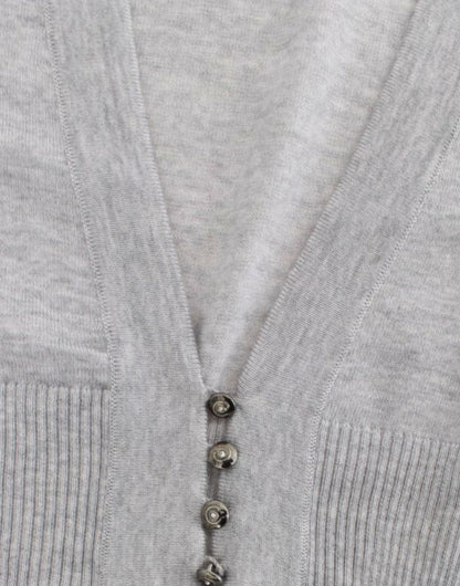 Kurzer Cardigan aus Schurwolle in schickem Grau