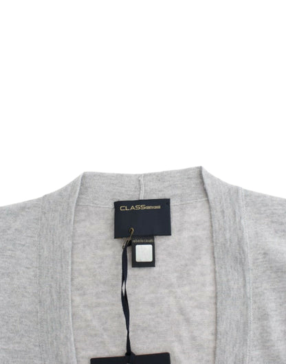 Kurzer Cardigan aus Schurwolle in schickem Grau