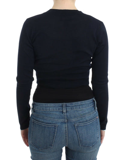 Eleganter schwarzer kurzer Cardigan aus Schurwolle