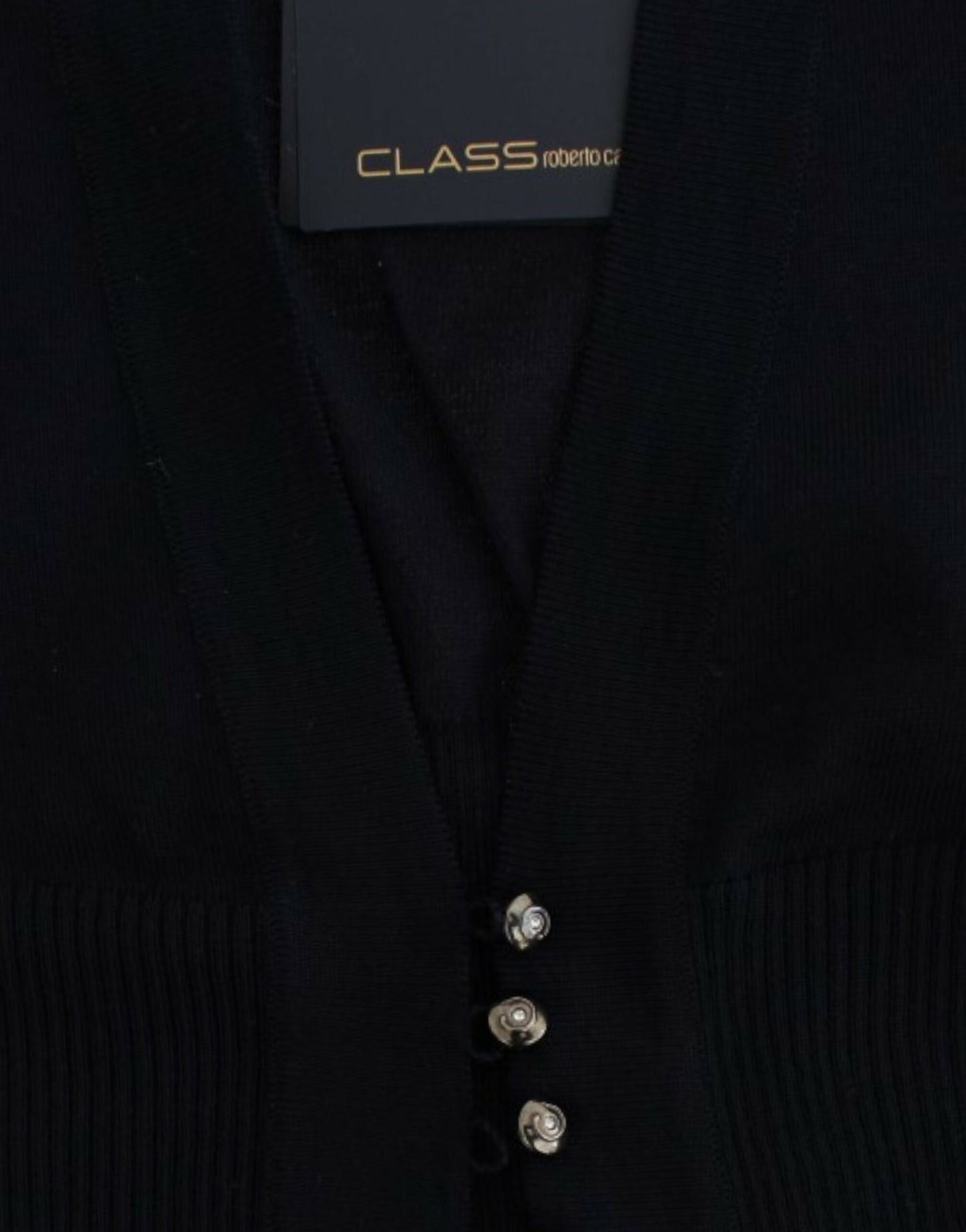 Eleganter schwarzer kurzer Cardigan aus Schurwolle