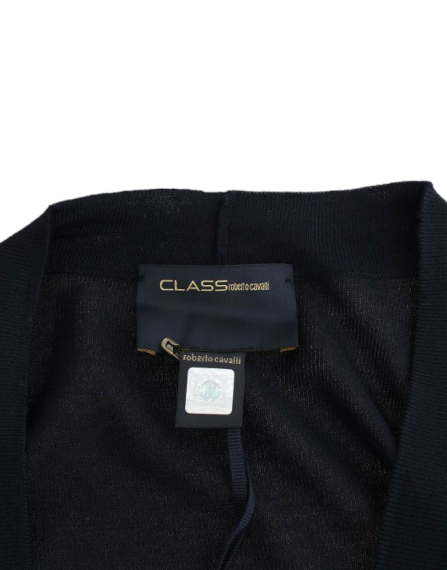 Eleganter schwarzer kurzer Cardigan aus Schurwolle