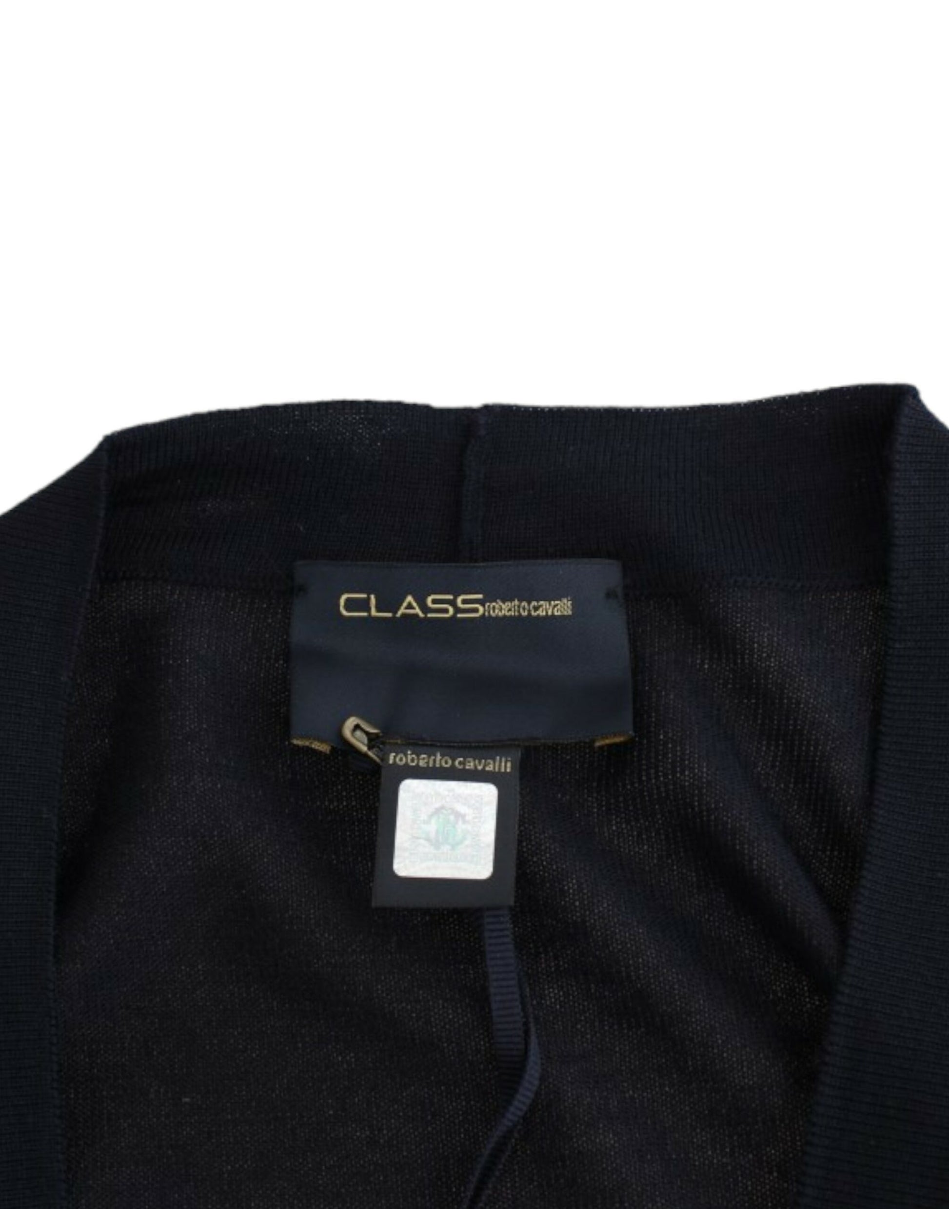Eleganter schwarzer kurzer Cardigan aus Schurwolle