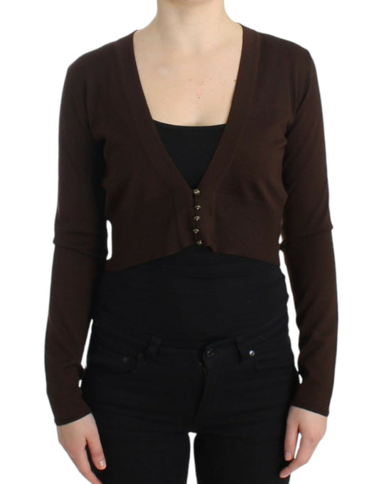 Eleganter kurzer Cardigan aus Schurwolle in Braun