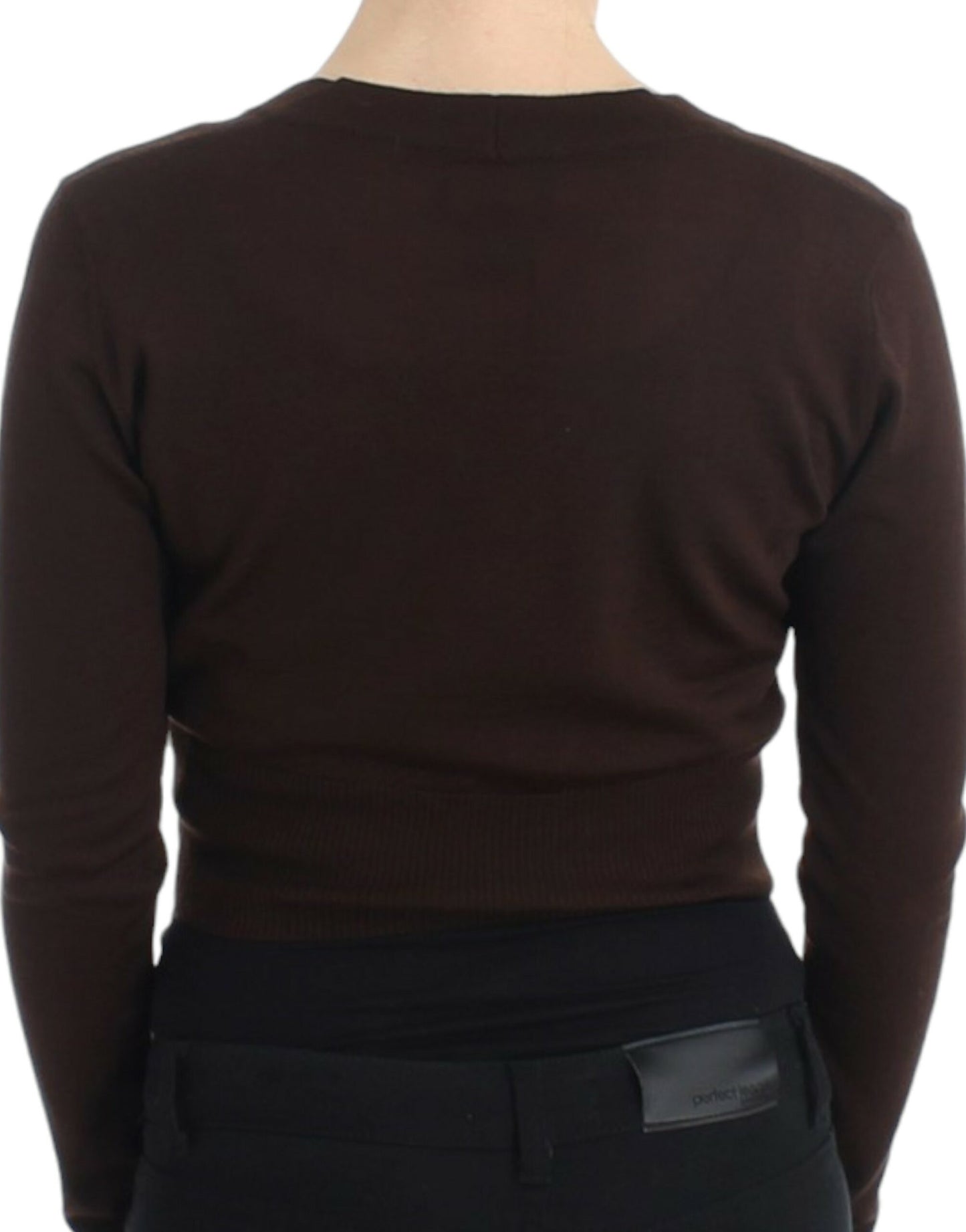 Eleganter kurzer Cardigan aus Schurwolle in Braun