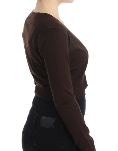 Eleganter kurzer Cardigan aus Schurwolle in Braun