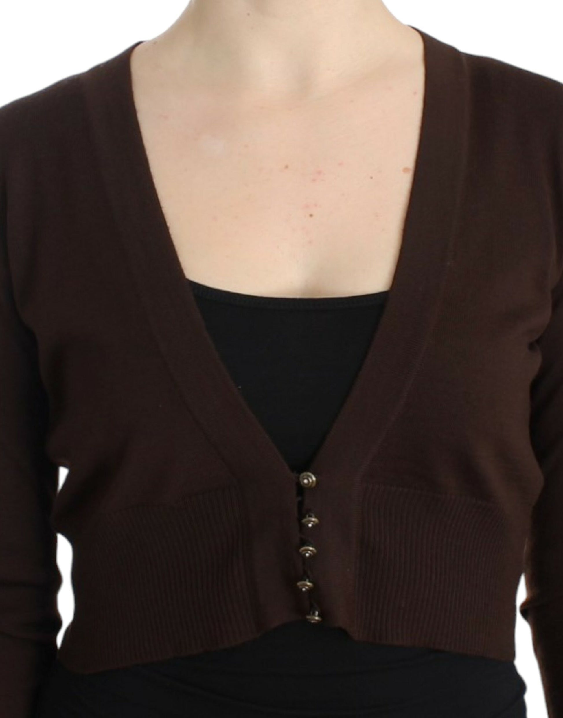 Eleganter kurzer Cardigan aus Schurwolle in Braun