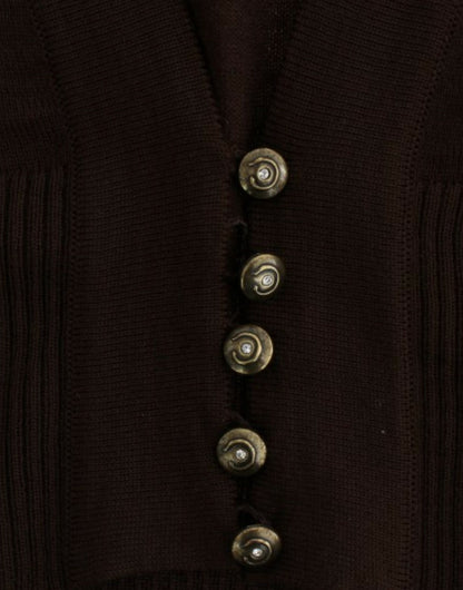 Eleganter kurzer Cardigan aus Schurwolle in Braun