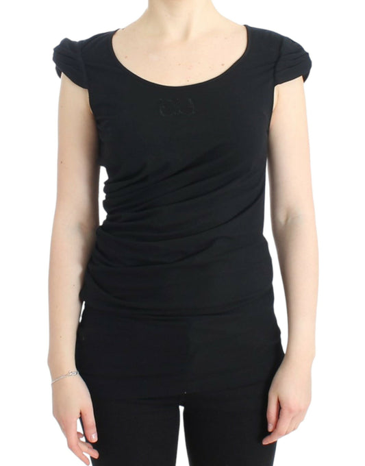 Elegantes schwarzes Top mit Flügelärmeln