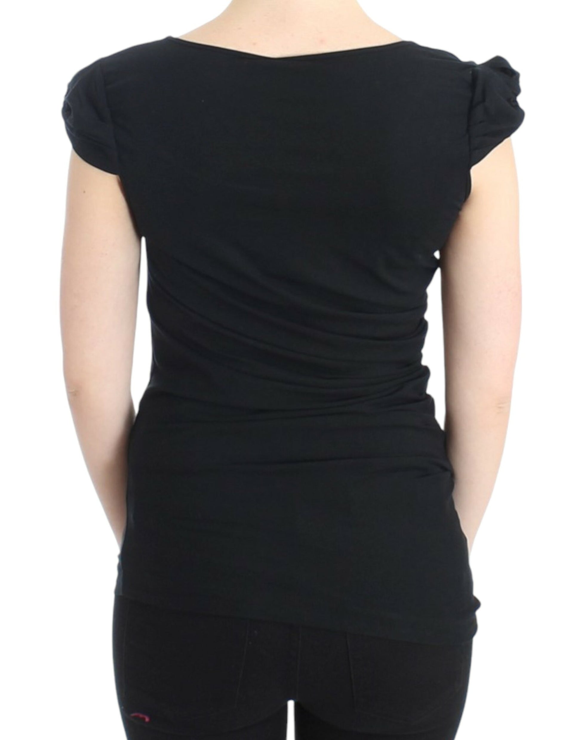 Elegantes schwarzes Top mit Flügelärmeln