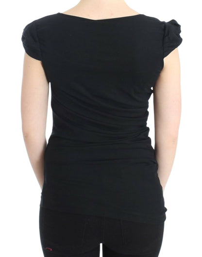 Elegantes schwarzes Top mit Flügelärmeln