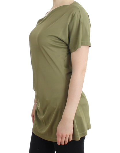 Elegante grüne Jerseybluse mit goldenen Akzenten