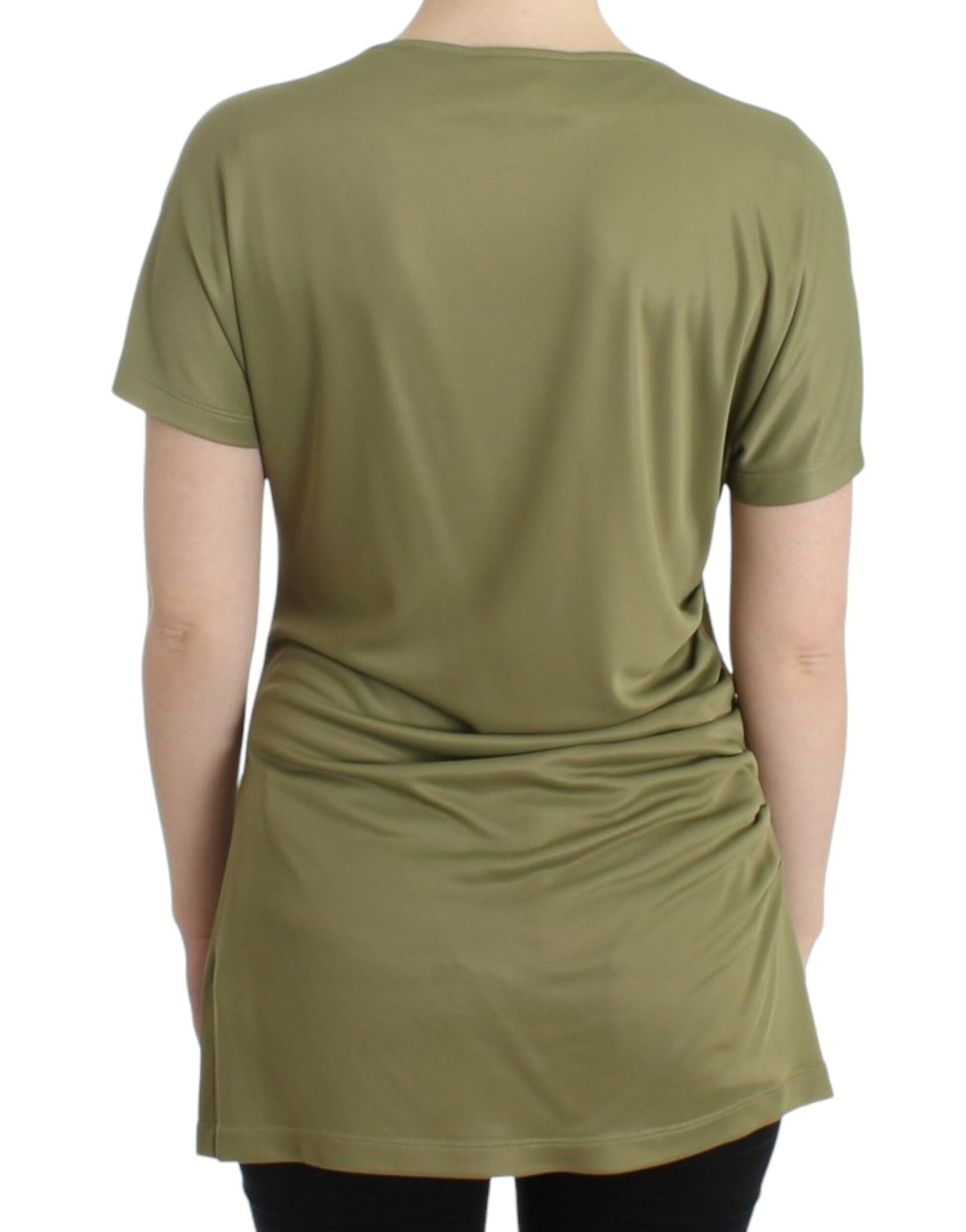 Elegante grüne Jerseybluse mit goldenen Akzenten