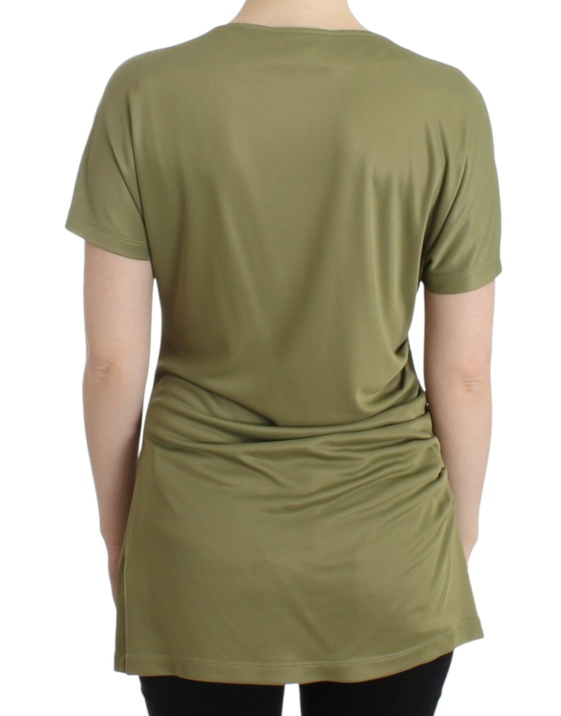 Elegante grüne Jerseybluse mit goldenen Akzenten