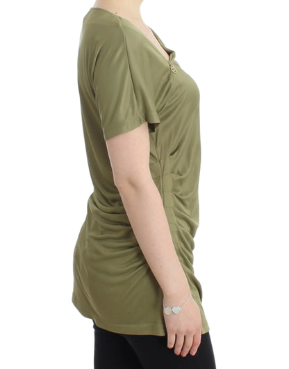 Elegante grüne Jerseybluse mit goldenen Akzenten